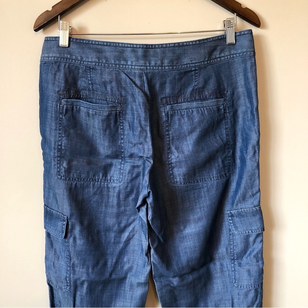 Lord & Taylor Tencel Cargo Pants Womens Small Blue Drawstring Utility Crop Ankle - Picture 8 of 11